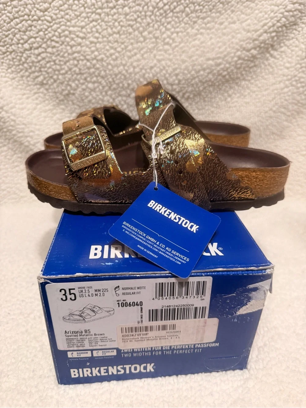 Birkenstock Kids Arizona Sandals in Iridescent Metallic Brown